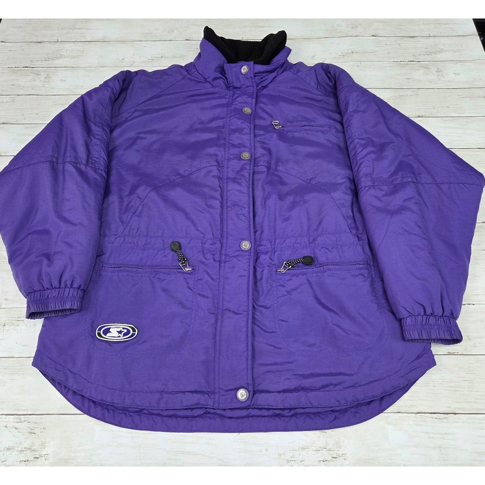 Starter Vintage Jacket Women XL Purple Fleece Lined 90s‎ Retro